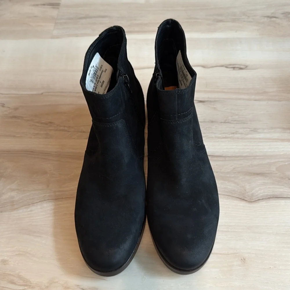 Lucky Brand Pattrik Suede Booties Black Western Boho Ankle Boots Size 8